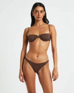 Skinny Strap Underwire Top In Coffee Brown -Insight Shop 2 74867