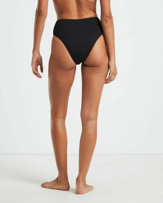 Rib High Waisted Bottoms In Black 4 Rib High Waisted Bottoms In Black - Image 2