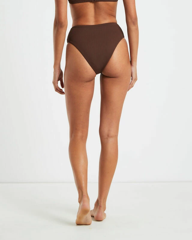 Rib High Waisted Bottoms In Chocolate Brown 4 Rib High Waisted Bottoms In Chocolate Brown - Image 2