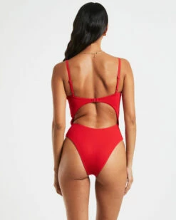 Rib Underwire One Piece In Red -Insight Shop 2 75149