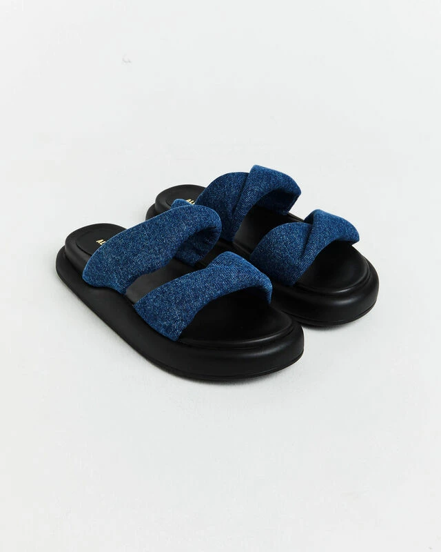 Therese Slides In Dark Denim Blue 4 Therese Slides In Dark Denim Blue - Image 2