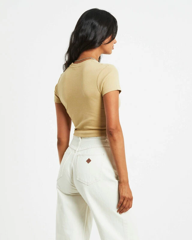 Afends Dillon Abbie Recycled Cropped Tee In Natural 4 Afends Dillon Abbie Recycled Cropped Tee In Natural - Image 2