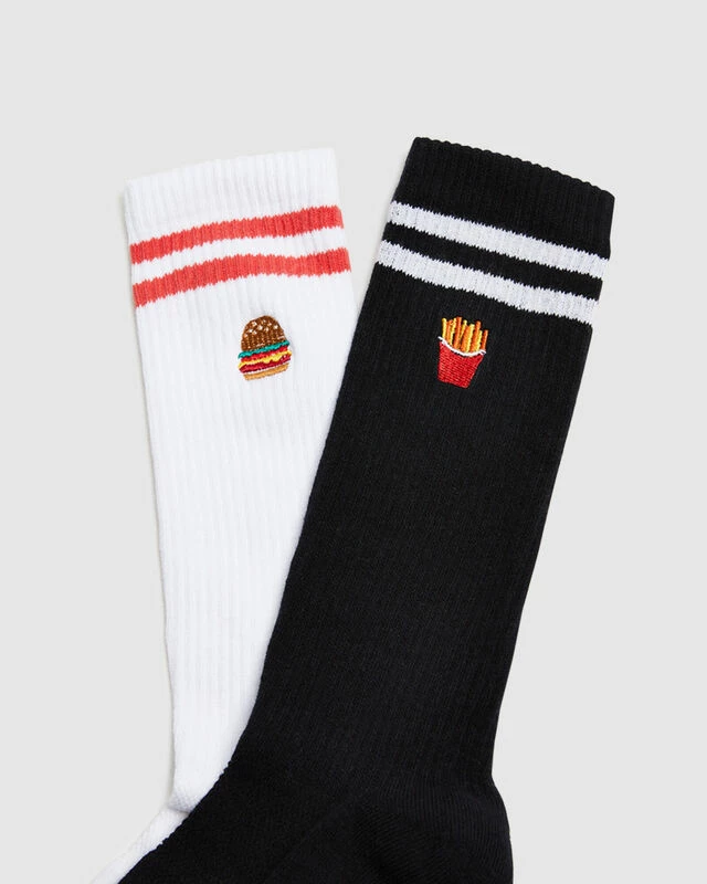 Fast Food Socks 2 Pack White/Black 4 Fast Food Socks 2 Pack White/Black - Image 2