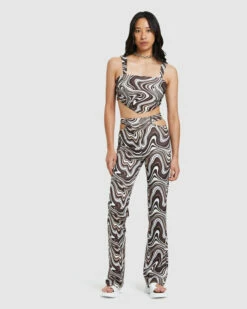 Tammy Swirl Print Tie Back Bodice Brown 10 Tammy Swirl Print Tie Back Bodice Brown -Insight Shop 3 10053