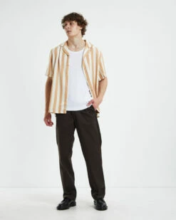 Tulum Short Sleeve Resort Shirt Tan/White -Insight Shop 3 10201