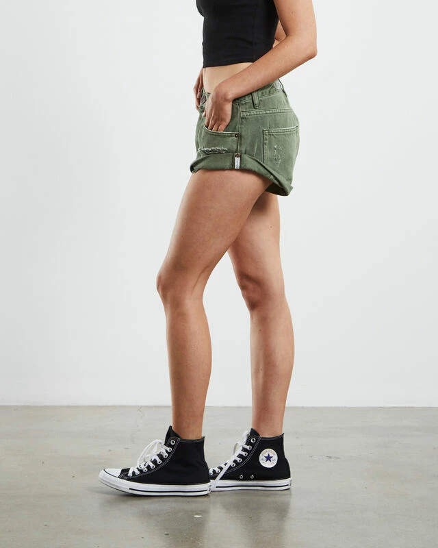 One Teaspoon Super Bandits Denim Shorts Kahki 5 One Teaspoon Super Bandits Denim Shorts Kahki - Image 3