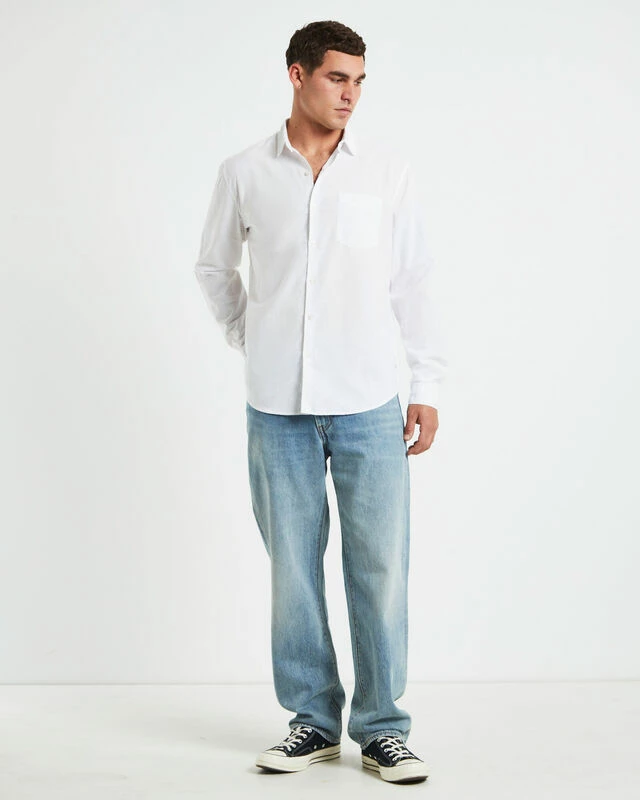 Grover Long Sleeve Linen Shirt White 5 Grover Long Sleeve Linen Shirt White - Image 3