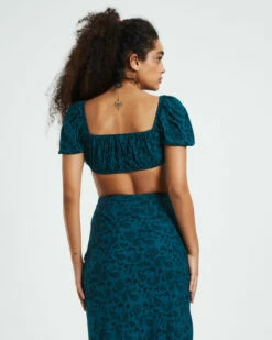 Ava Paisley Gathered Square Neck Top Green 10 Ava Paisley Gathered Square Neck Top Green -Insight Shop 3 1594