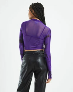 Jewelz Placement Mesh Long Sleeve Top Purple -Insight Shop 3 16547