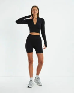 Long Sleeve Quarter Zip Top Black -Insight Shop 3 18334