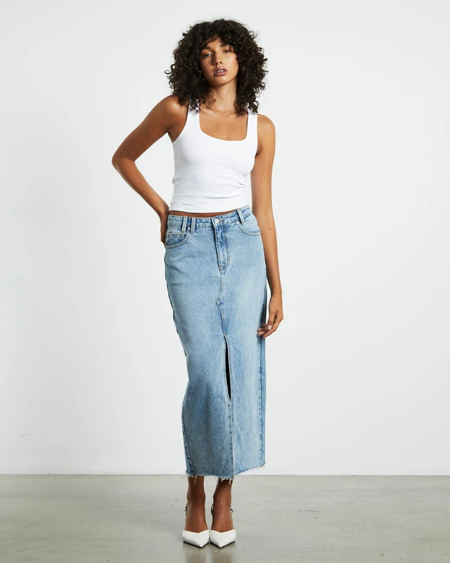 Insight Eva Maxi Denim Skirt Hacker Blue 5 Insight Eva Maxi Denim Skirt Hacker Blue - Image 3