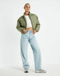 Casey Cropped Puffer Jacket Sage Green 10 Casey Cropped Puffer Jacket Sage Green -Insight Shop 3 20284