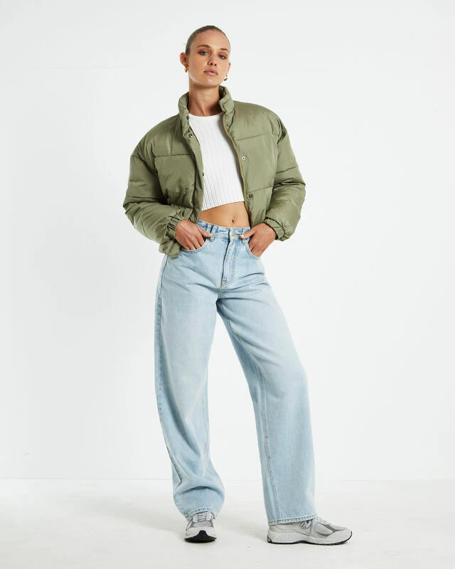 Casey Cropped Puffer Jacket Sage Green 5 Casey Cropped Puffer Jacket Sage Green - Image 3