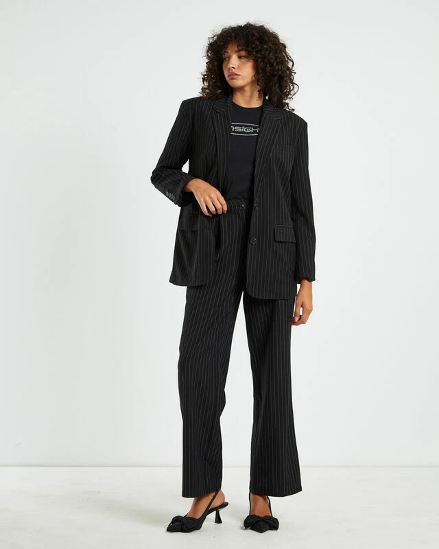 Addison Pinstripe Boxy Blazer Black 5 Addison Pinstripe Boxy Blazer Black - Image 3