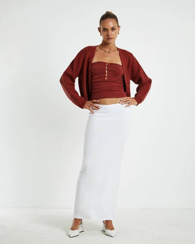 Tayla Texture Knit Midi Skirt Off White 5 Tayla Texture Knit Midi Skirt Off White - Image 3