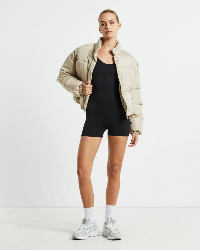 Casey Cropped Puffer Jacket Camel Beige 5 Casey Cropped Puffer Jacket Camel Beige - Image 3