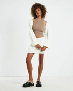 Anisha Chunky Knit Mini Skirt Cream -Insight Shop 3 22385