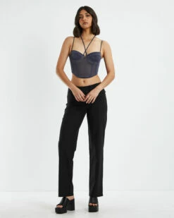 Viccy Strappy Cross Front Corset Slate Grey -Insight Shop 3 23324