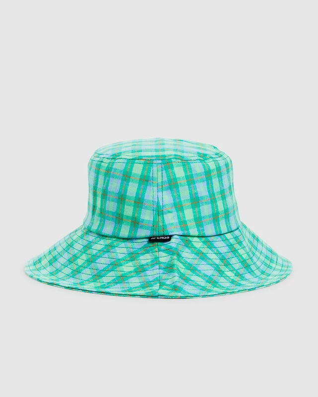 Afends Tully Hemp Check Wide Brim Hat Forest Check 5 Afends Tully Hemp Check Wide Brim Hat Forest Check - Image 3