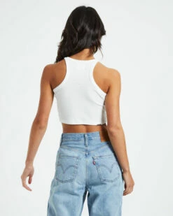 Wolf Dreamscape Crop Rib Tank Top Vintage White -Insight Shop 3 24601