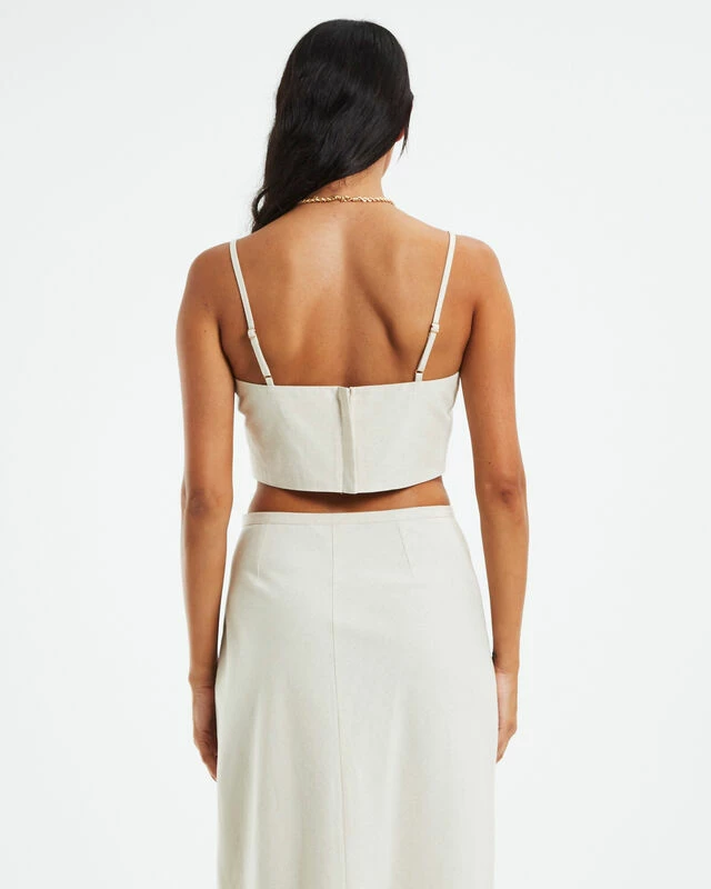 Delilah Linen Bandeau Top Oat Marle 5 Delilah Linen Bandeau Top Oat Marle - Image 3