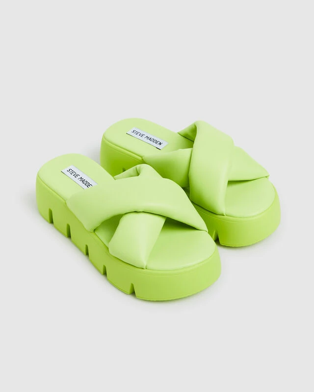 Steve Madden Broadcast Slides Neon Lime 5 Steve Madden Broadcast Slides Neon Lime - Image 3