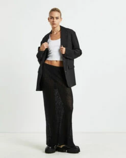 Alora Sheer Pointelle Maxi Skirt Black -Insight Shop 3 26940