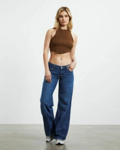 BDG Urban Outfitters Curved Hem Tank Chocolate Brown -Insight Shop 3 28289