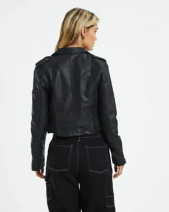 Stella Leather Look Biker Jacket Black -Insight Shop 3 30501