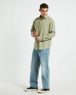 Grover Long Sleeve Linen Shirt Moss -Insight Shop 3 3776