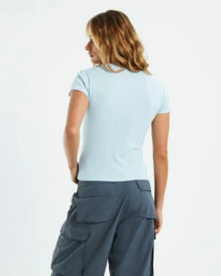 Ribbed Longline Fitted Tee Ice Blue 10 Ribbed Longline Fitted Tee Ice Blue -Insight Shop 3 38141