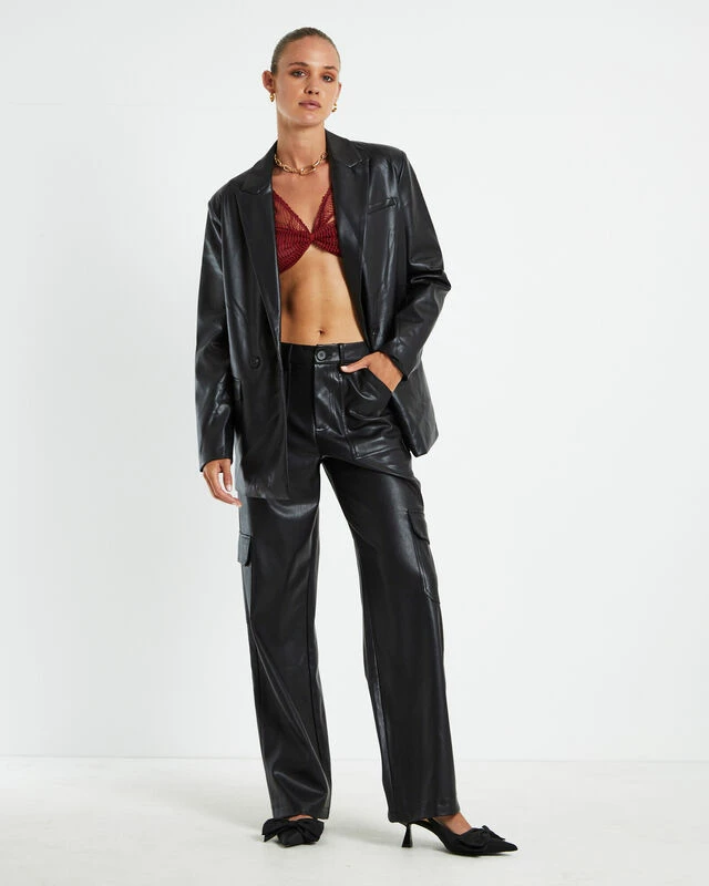 Layla Leather Look Cargo Pants Black 5 Layla Leather Look Cargo Pants Black - Image 3