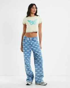 Butterfly Glitter Baby Tee Yellow 10 Butterfly Glitter Baby Tee Yellow -Insight Shop 3 39093