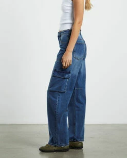 One Teaspoon Rosewood Cargo Mid Waist Wide Leg Jeans Jackson Blue -Insight Shop 3 39192