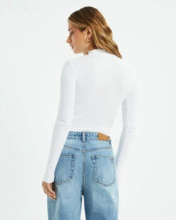 Ribbed Long Sleeve Crop Skivvy White 10 Ribbed Long Sleeve Crop Skivvy White -Insight Shop 3 39553