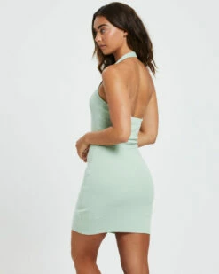 Halter Neck Fitted Dress Mint Green 10 Halter Neck Fitted Dress Mint Green -Insight Shop 3 39932