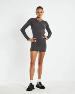 Reign Open Back Mini Knit Dress Slate Grey -Insight Shop 3 44373