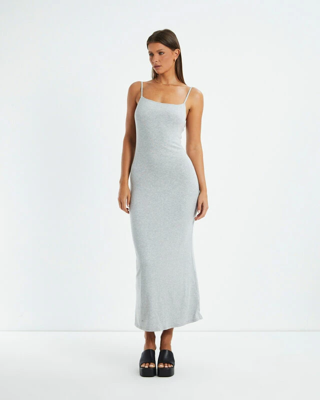 Polly Slinky Slip Dress Grey Marle 5 Polly Slinky Slip Dress Grey Marle - Image 3