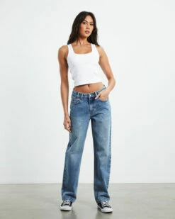 Insight Muse Mid Rise Straight Dad Jeans Mid 90's Blue -Insight Shop 3 45758
