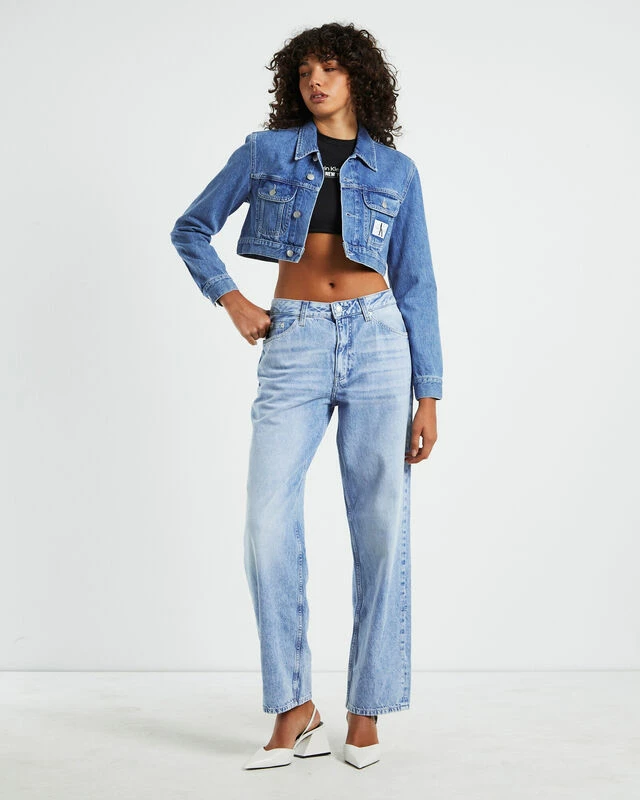 Calvin Klein Extreme Cropped 90s Denim Jacket Blue 5 Calvin Klein Extreme Cropped 90s Denim Jacket Blue - Image 3