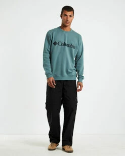 Columbia Logo Long Sleeve Fleece Crewneck Jumper Metal Green -Insight Shop 3 49438