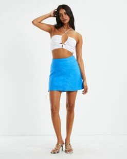 Ella Linen A-Line Mini Skirt Blue 10 Ella Linen A-Line Mini Skirt Blue -Insight Shop 3 49646