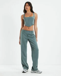 Kristen Dipped Hem Square Neck Corset Top Green 10 Kristen Dipped Hem Square Neck Corset Top Green -Insight Shop 3 51401