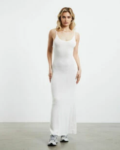 April Rib Maxi Dress White -Insight Shop 3 52165