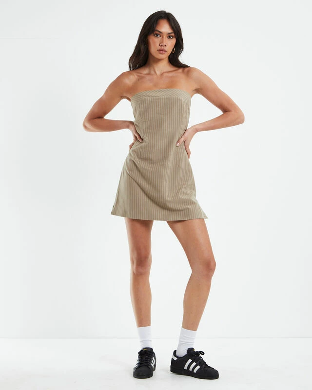 Zadie Split Side Strapless Dress Tan 5 Zadie Split Side Strapless Dress Tan - Image 3
