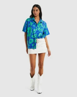 Hawaiian Short Sleeve Shirt Daisy Trippin Blue/Green -Insight Shop 3 54374