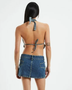 Trinity Butterfly Hem Denim Halter Top Blue 10 Trinity Butterfly Hem Denim Halter Top Blue -Insight Shop 3 55275