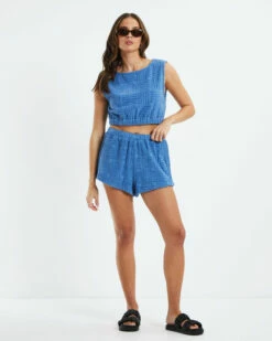 Ashby Terry Towelling Crop Top Blue -Insight Shop 3 55281