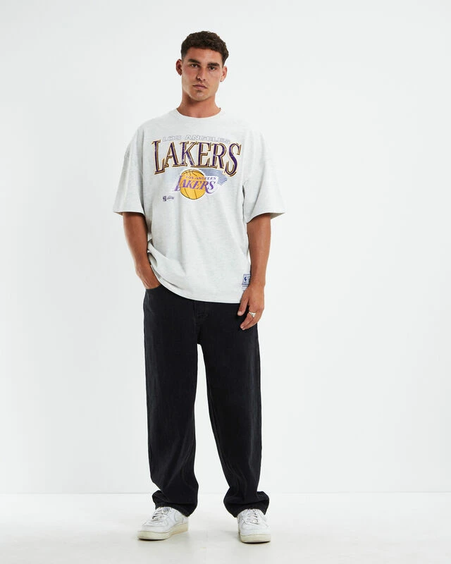 Mitchell & Ness Underscored OS T-Shirt Los Angeles Lakers White Marle 5 Mitchell & Ness Underscored OS T-Shirt Los Angeles Lakers White Marle - Image 3