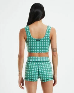 Afends Hemp Rib Check Sleeveless Crop Top Forest Green -Insight Shop 3 57128